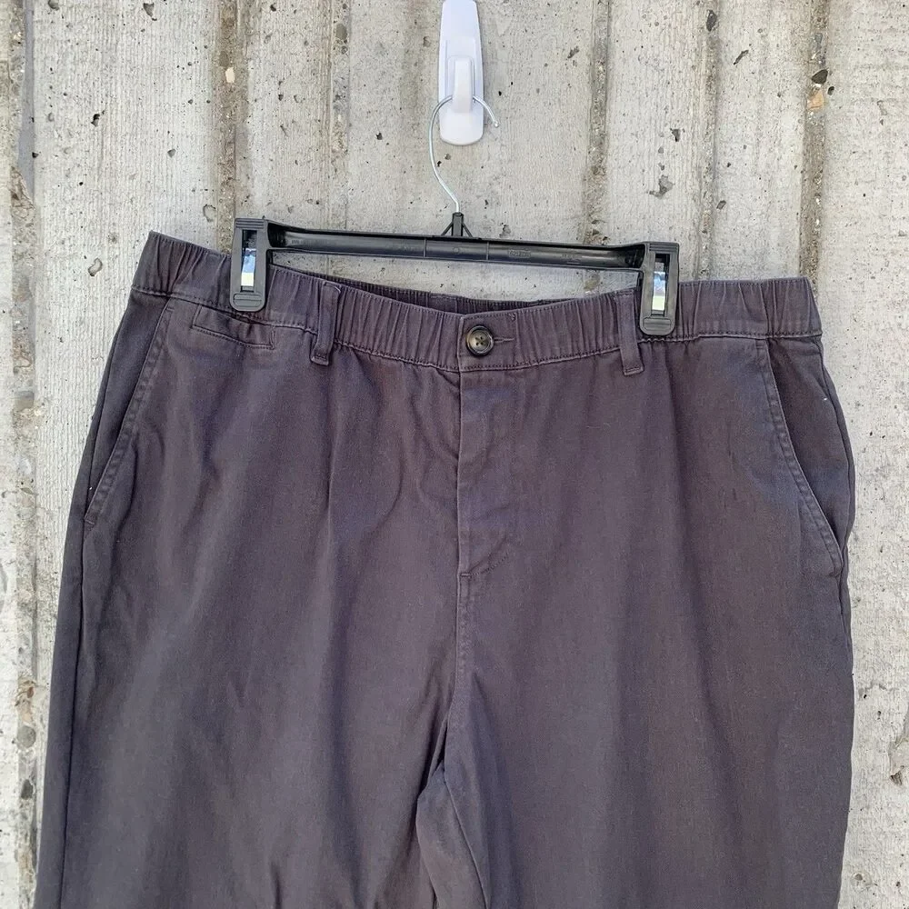 COVE Men's Chino Pants 38x30 Charcoal Gray Tapered Leg Elastic Waist Pockets